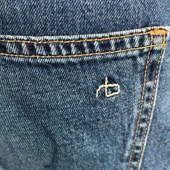 rag & bone Distressed Style Fringed Medium Wash Denim Skirt W1B2K273FRI Size 27 - Picture 5 of 17